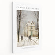 Canvas print of Camille Pissarro-inspired landscape in muted green and brown tones, ideal for kitchen wall art.