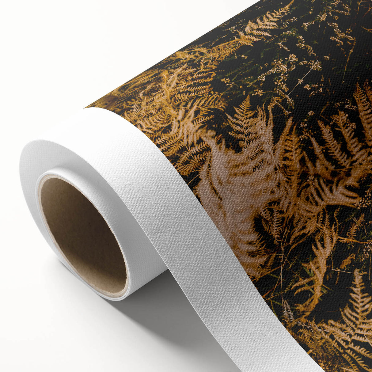 Art deco poster featuring autumnal trees in orange and yellow on rolled canvas, ideal for nursery wall decor.