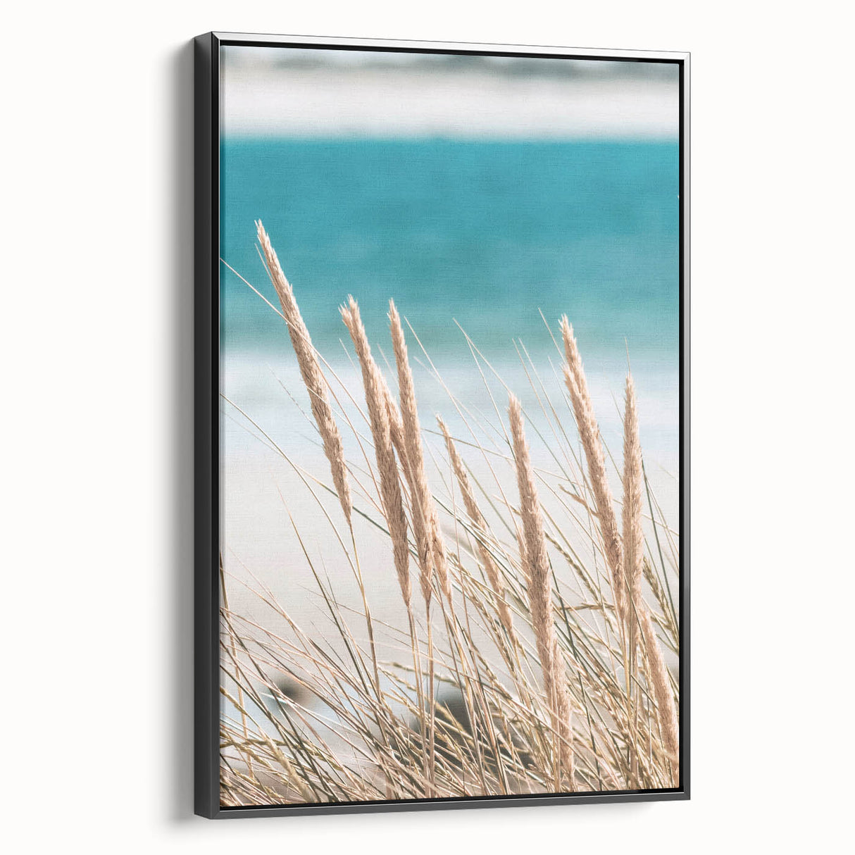 Black and white vintage poster art on framed canvas, featuring a summer landscape, ideal for bedroom wall decor.