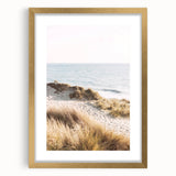 Extra large abstract art print in a gold frame, featuring a textured design with creamy and earthy tones.