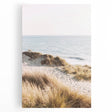 Large art on stretched canvas depicting a summer landscape with vibrant green and blue tones, ideal for kitchen wall art.