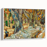Vintage poster art of Van Gogh's painting on a framed canvas, featuring vibrant colors, ideal for living room decor.