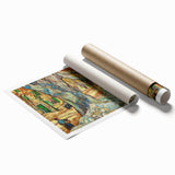 Extra large rolled canvas print depicting vibrant floral art in pastel shades.