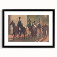 Modern Wall Art: Equestrian Parade with Clowns in Bold Expressionist Style