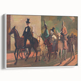 Modern Wall Art: Equestrian Parade with Clowns in Bold Expressionist Style