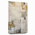 Abstract wall art featuring vibrant strokes in shades of blue, yellow, and red, presented in a sleek acrylic frame, showcasing a modern artistic design suitable for contemporary decor.