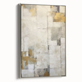 Framed abstract wall art featuring fluid silver strokes on a textured canvas, showcasing modern design elements for contemporary home decor.