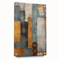 Abstract strokes wall art displayed in acrylic glass, showcasing vibrant colors and dynamic patterns, ideal for modern home decor and artistic interiors.