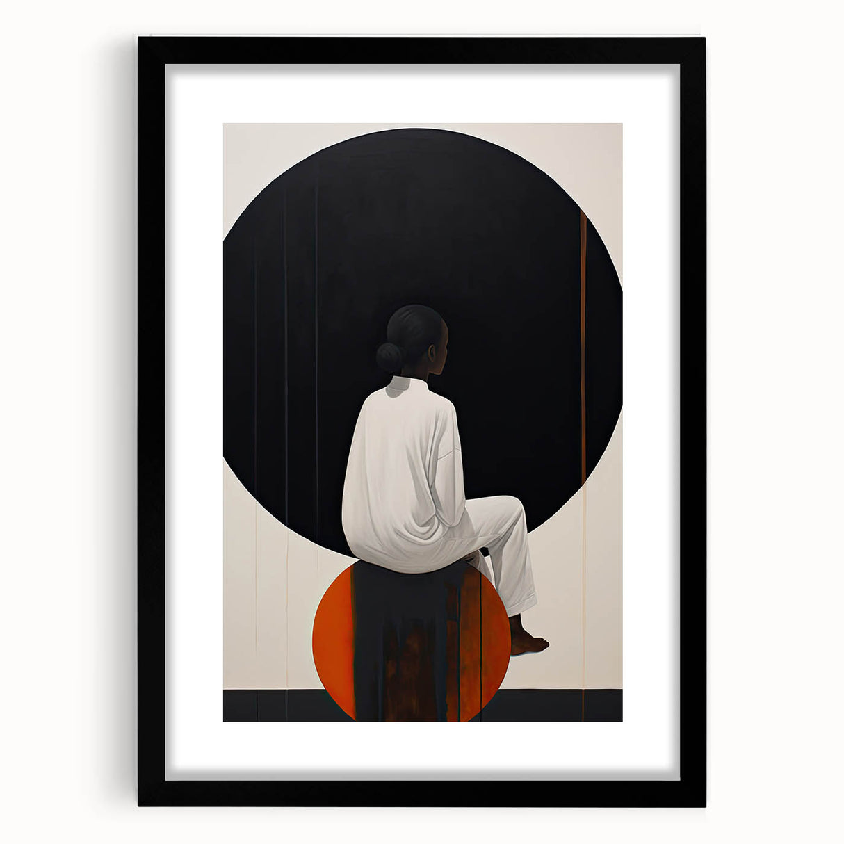 Elegant Dining Room Wall Art - Abstract Black, White & Orange Décor