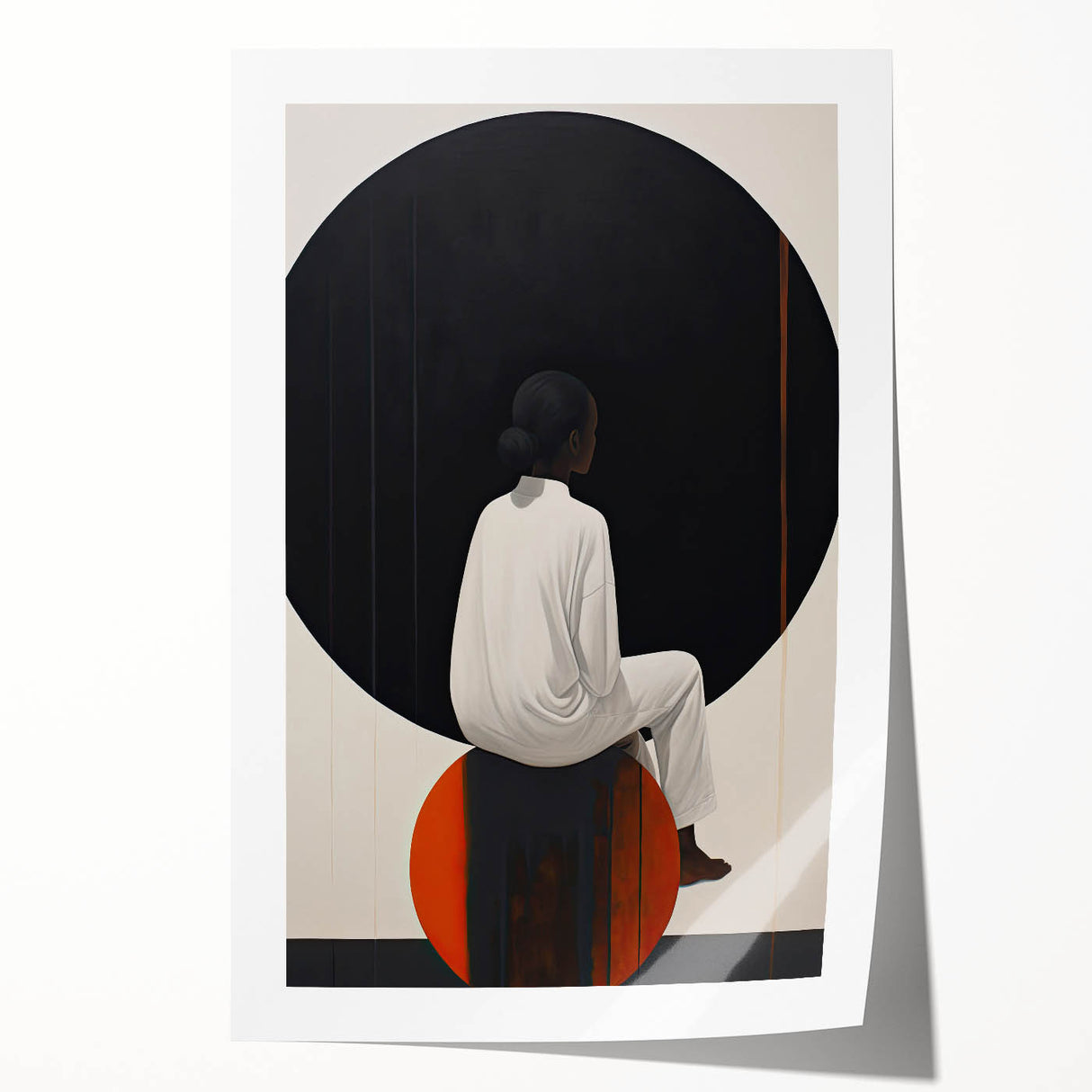 Elegant Dining Room Wall Art - Abstract Black, White & Orange Décor