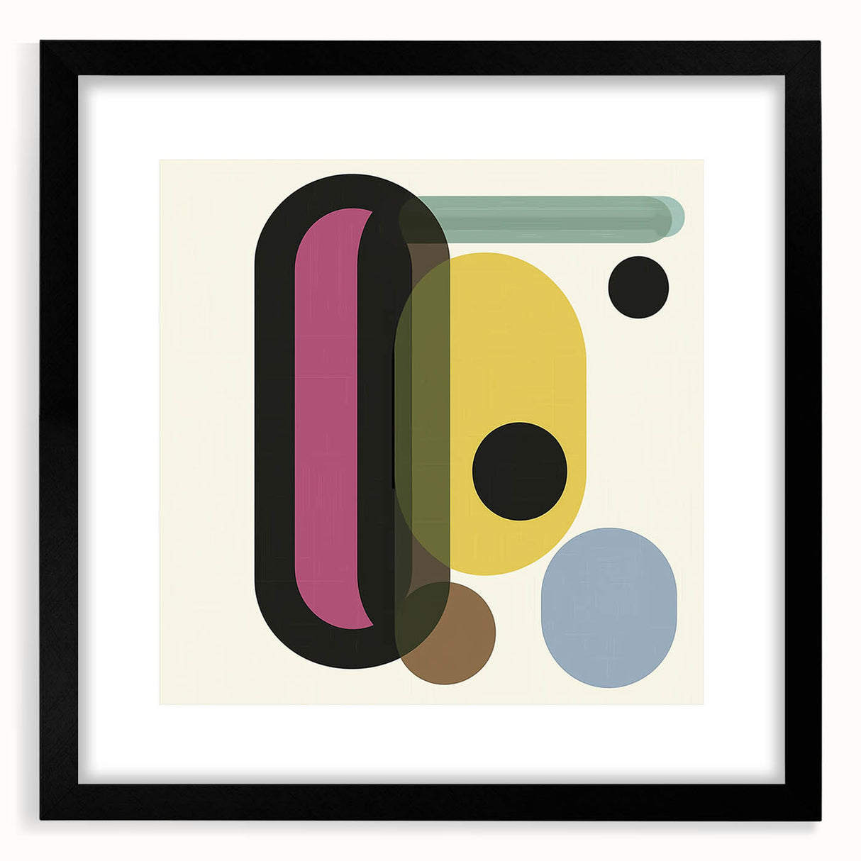 Retro Abstract Living Room Wall Art – Geometric Black & Yellow