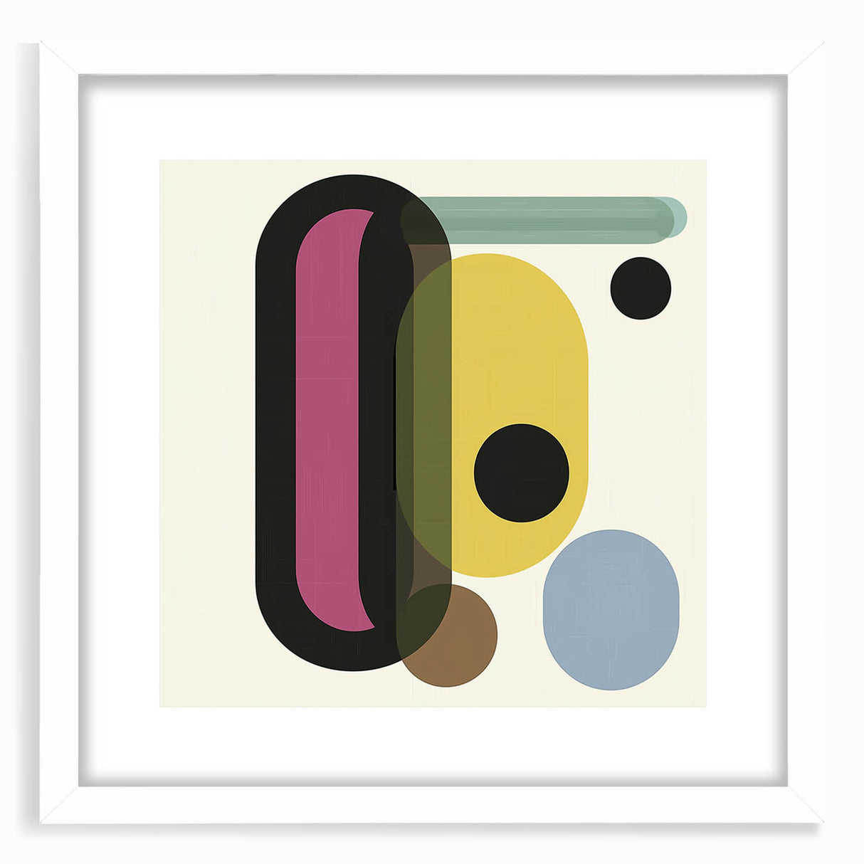 Retro Abstract Living Room Wall Art – Geometric Black & Yellow