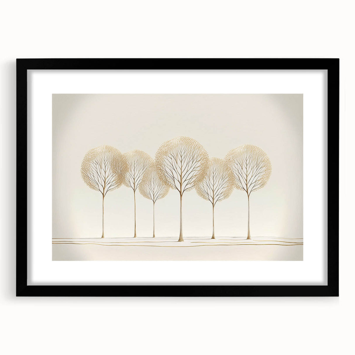 Minimalist Office Wall Art – Elegant Golden Tree Canvas Print