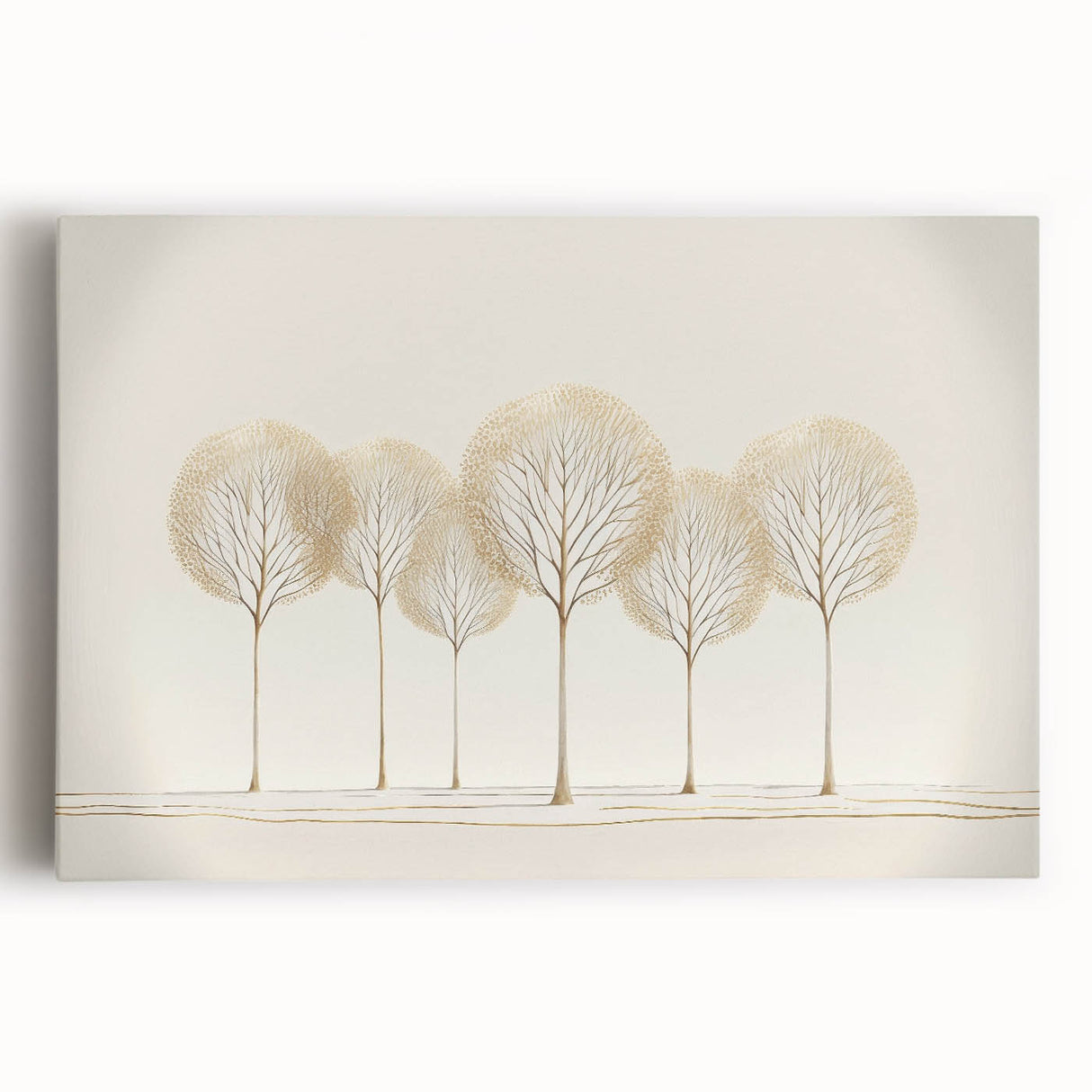 Minimalist Office Wall Art – Elegant Golden Tree Canvas Print
