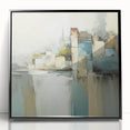 Framed abstract architecture wall art in black acrylic, showcasing geometric patterns and modern design elements, perfect for contemporary home decor.