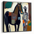 Framed abstract figurative wall art showcasing a striking black design, viewed from the side, ideal for modern home decor and artistic interiors.