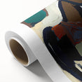 Abstract figurative wall art on rolled canvas showcasing vibrant colors and dynamic shapes, ideal for modern decor, packaged securely in a cardboard tube.