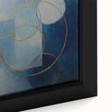 Close-up of an abstract geometric framed canvas showcasing vibrant colors and intricate patterns, ideal for modern home decor and artistic interiors.