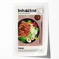 Rolled print of various food dishes in muted earth tones, suitable for art wall dining room or classy bathroom decor.
