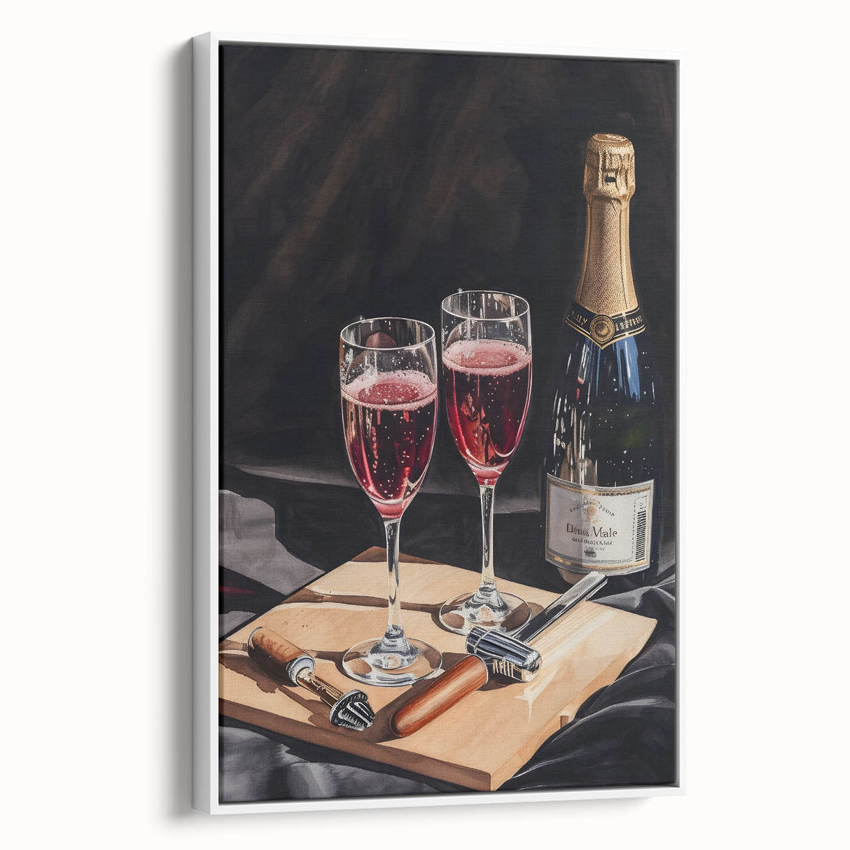 Vintage poster art of colorful cocktails on extra-large framed canvas, ideal for living room decor.