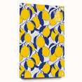 Acrylic glass print of assorted fruits in vibrant colors, ideal for dining room decor.