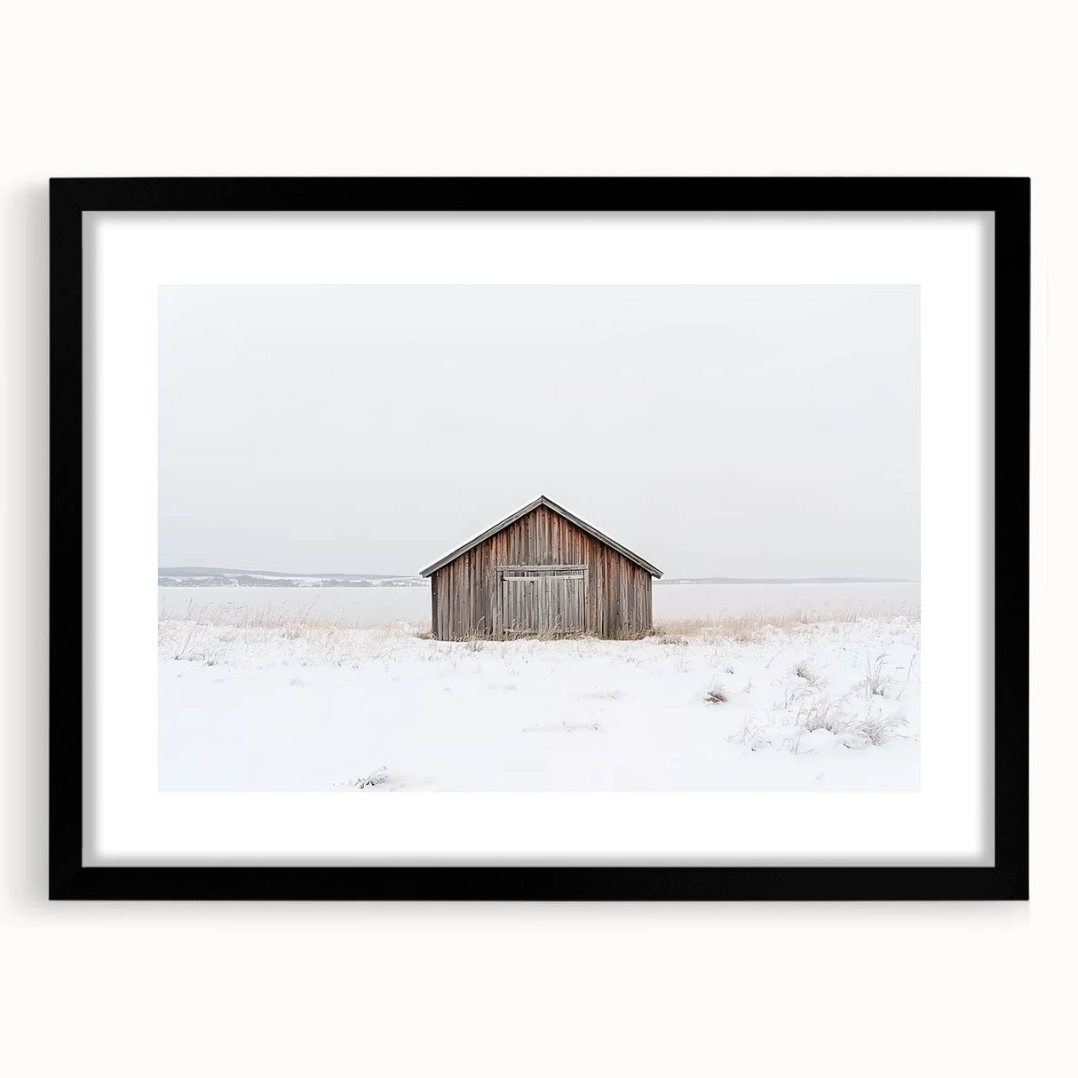 Landscape barn frame in matte black featuring a sleek front view, perfect for showcasing artwork or photographs, enhancing home decor with a modern touch.