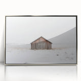 Framed acrylic artwork showcasing a serene landscape with a barn, featuring rich colors and fine details, ideal for home decor or office settings.