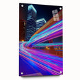 Acrylic glass landscape bridge design showcased from a side view, highlighting elegant pins and a sleek finish, perfect for modern decor enthusiasts. This unique artwork emphasizes contemporary aesthetics in home design.