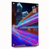 Acrylic glass landscape bridge design showcased from a side view, highlighting elegant pins and a sleek finish, perfect for modern decor enthusiasts. This unique artwork emphasizes contemporary aesthetics in home design.