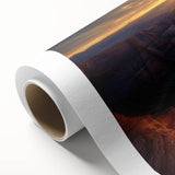 Vibrant rolled canvas artwork depicting stunning desert canyons at sunset, showcasing intricate details and rich colors, packaged securely for art enthusiasts.
