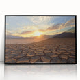 Framed acrylic artwork depicting a stunning desert landscape, showcasing vibrant colors and intricate details, presented in a sleek black frame for modern decor.