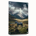 Acrylic glass artwork showcasing a vibrant landscape of rolling fields, viewed from the side with decorative pins for display. Ideal for enhancing modern home decor.