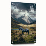 Acrylic glass artwork showcasing a vibrant landscape of rolling fields, viewed from the side with decorative pins for display. Ideal for enhancing modern home decor.