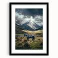 Black-framed landscape artwork featuring vibrant green fields under a clear blue sky, elegantly matted for a polished presentation, perfect for home decor.