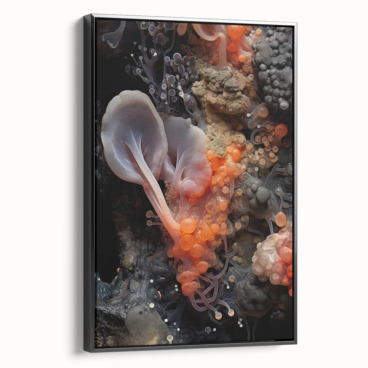 Black and white framed canvas featuring a close-up landscape, ideal for bedroom wall decor.