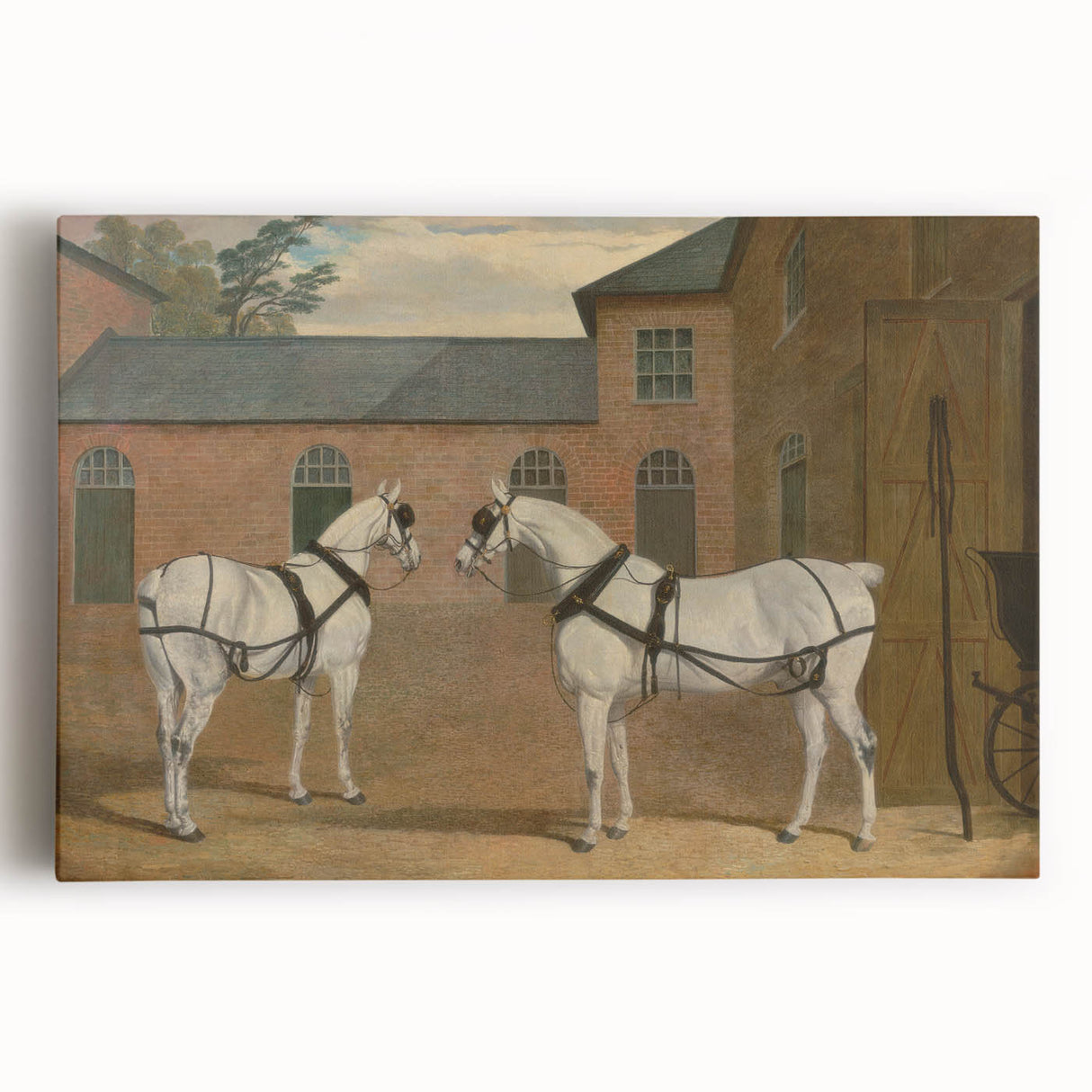 Realism Art Prints - Grey Carriage Horses by John Frederick Herring