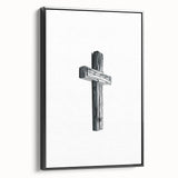 Black and white vintage poster art depicting a spring landscape on framed canvas, ideal for bedroom decor.