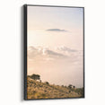 Black and white landscape art painting on framed canvas, featuring a vintage poster style, ideal for bedroom wall decor.