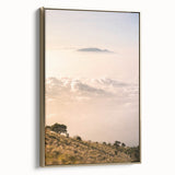 Framed canvas featuring a vintage landscape painting with black and gold tones, ideal for bedroom wall art.