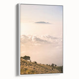 Extra large vintage poster art on canvas featuring colorful abstract designs in a black frame, ideal for living room decor.