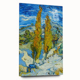 Large abstract wall art on acrylic glass depicting vibrant, swirling hues of blue and yellow.
