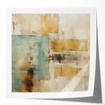 Abstract wall art print showcasing vibrant strokes in shades of blue, pink, and gold, designed to enhance modern interiors with a glossy finish.