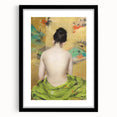 Modern Wall Art: Abstract Nude with Green Kimono and Gold Accents