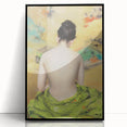 Modern Wall Art: Abstract Nude with Green Kimono and Gold Accents
