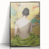 Modern Wall Art: Abstract Nude with Green Kimono and Gold Accents