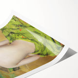 Modern Wall Art: Abstract Nude with Green Kimono and Gold Accents