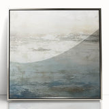 Framed abstract strokes wall art in silver acrylic, showcasing dynamic brushwork and a modern aesthetic, perfect for contemporary home decor.