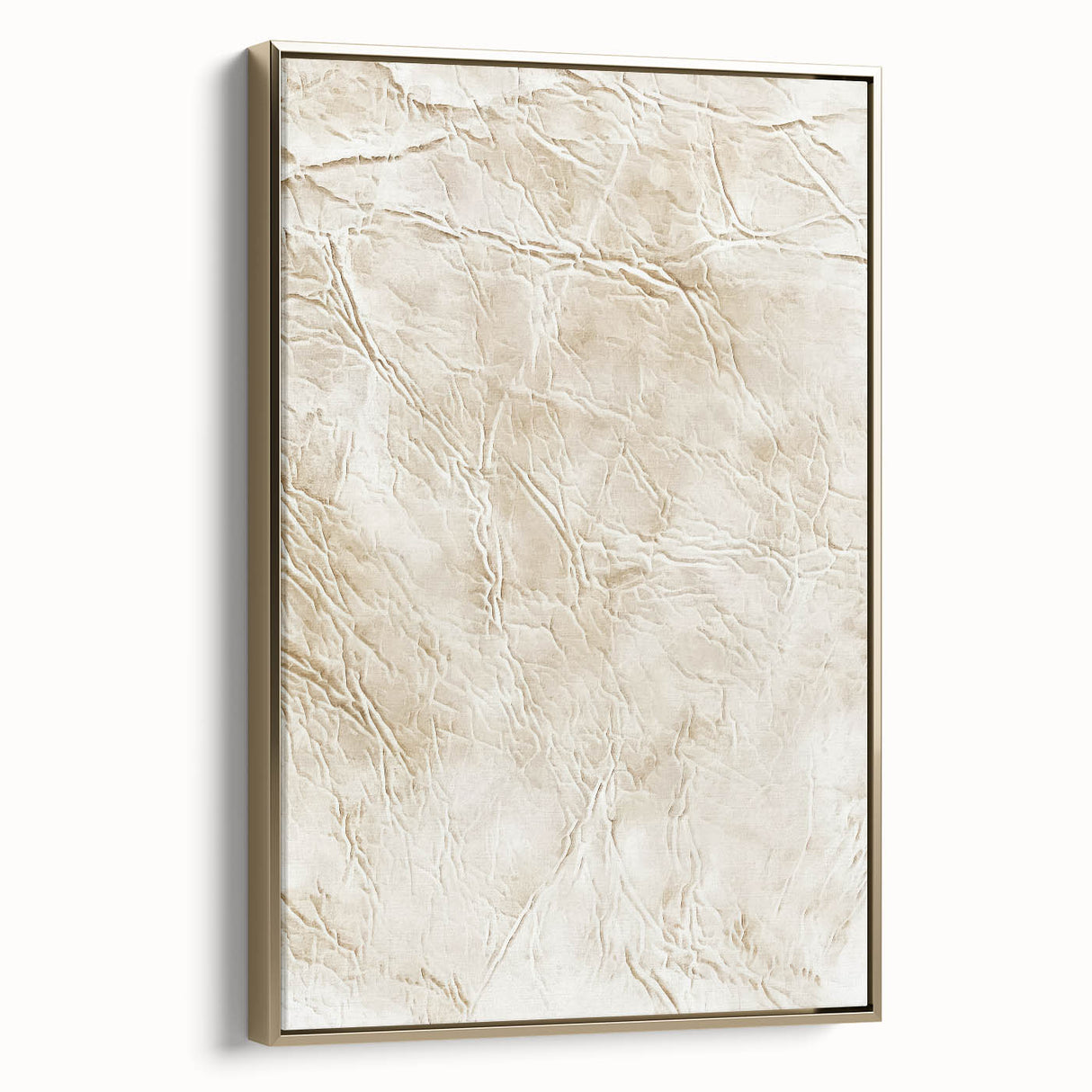 Framed canvas wall art showcasing abstract gold strokes on a textured background, elegantly displayed from a side view, perfect for modern home decor.
