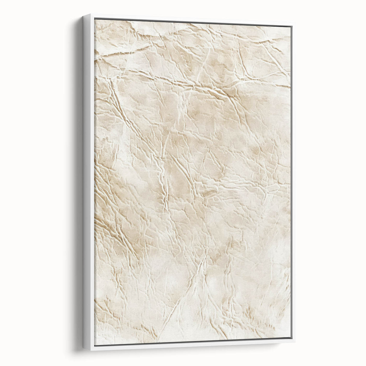 Framed canvas wall art showcasing an abstract design with colorful strokes in shades of blue, pink, and yellow, set against a white background, viewed from the side.