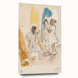 Modern Wall Art: Abstract Family Scene in Earthy Tones and Watercolors